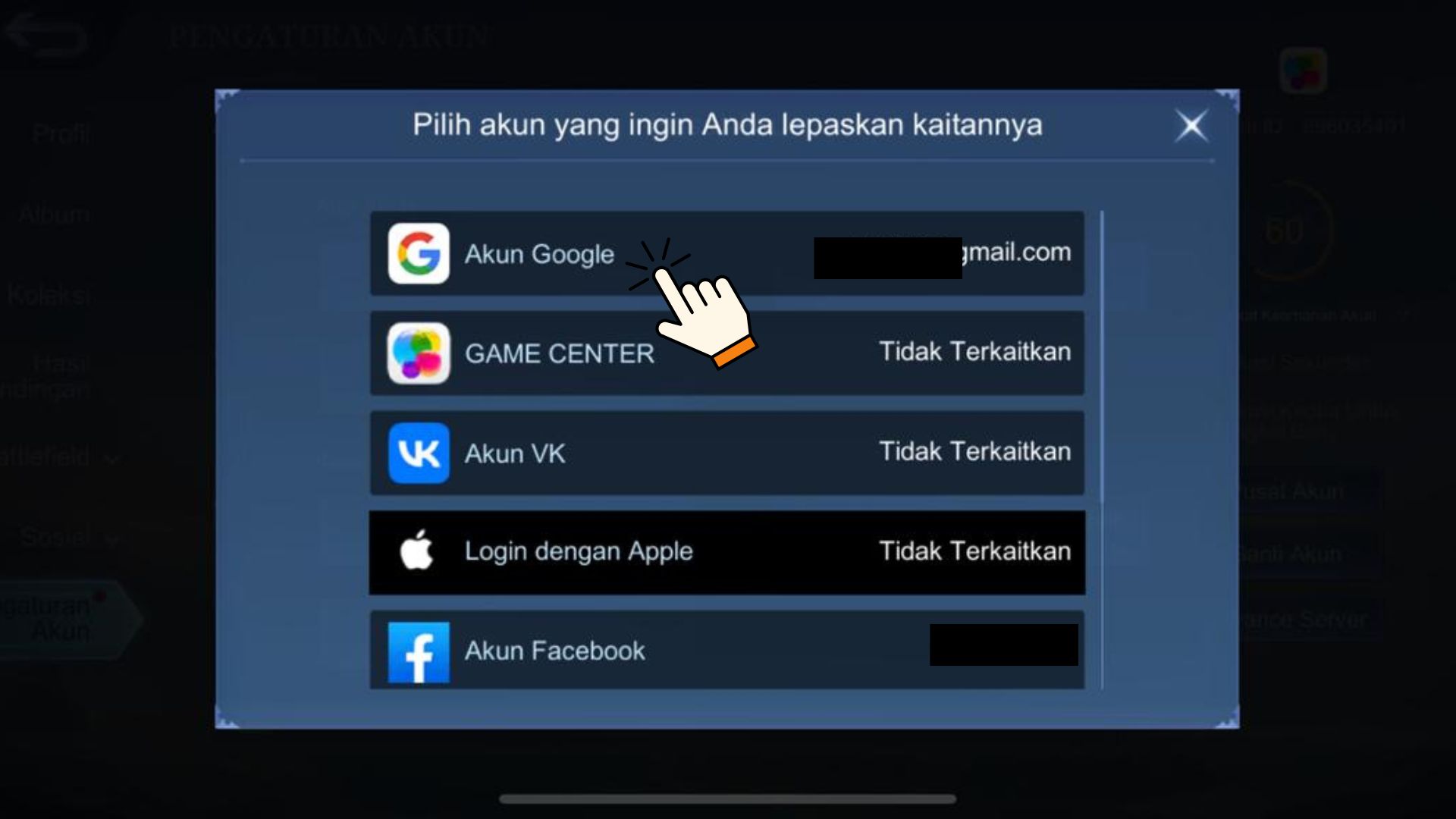 Unbind Akun